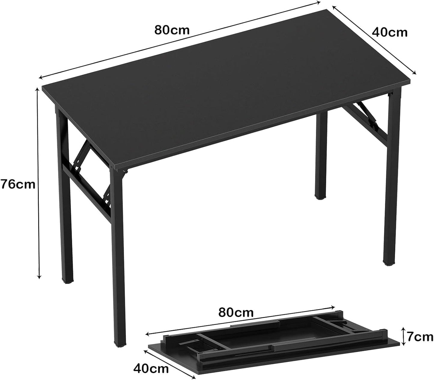 SKY-TOUCH Folding Table Multi Functional Standing Desk With Adjustable Height Legs,for Camping, Garden, Picnic,Coffee,Bbq,No Install Needed Black Color Desktop Black Frame(80x40x75cm)