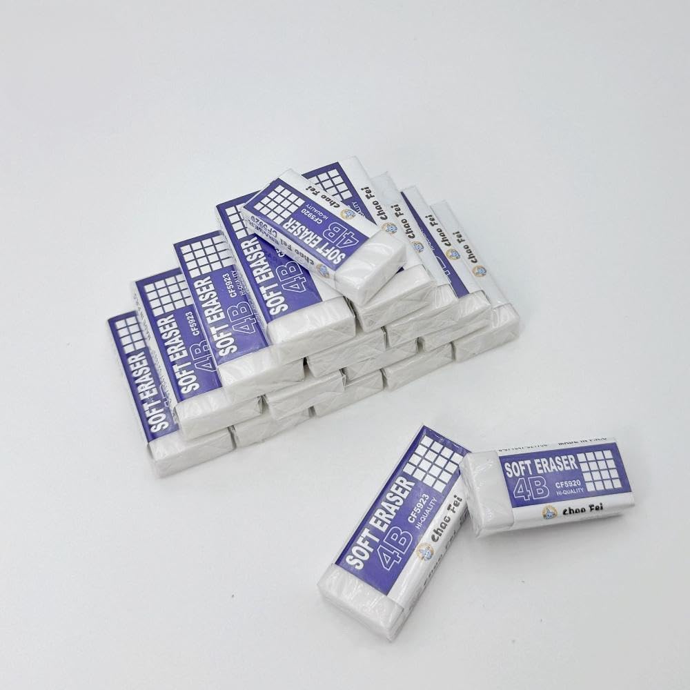 SKY-TOUCH 30PCS 4B Soft Eraser for Students & Artists, Clean Erasing for Exams & Sketching, PVC Rubber, Minimal Shavings, Ideal for Drawing & Writing