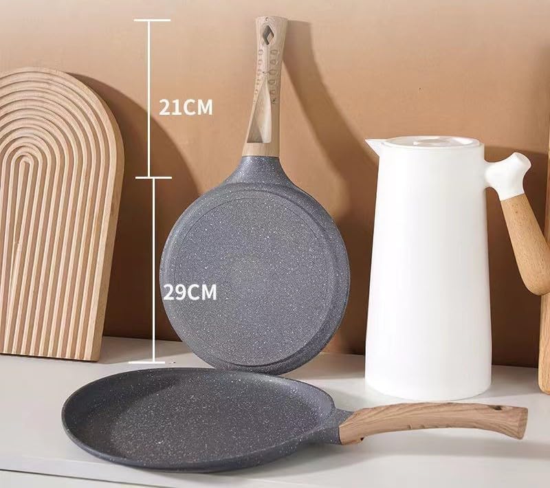 SKY-TOUCH 28CM Nonstick Skillets : Granite Coating Crepe Pan Tawa with Stay-Cool Handle PTFE & PFOA Free Pancake Pan for All Stovetops (Black)