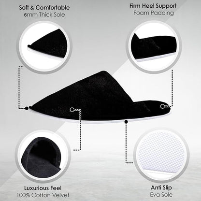 SKY-TOUCH 6 Pairs of Non Slip Disposable Spa Slippers, Eco-Friendly Indoor Slippers for Bathroom, Bedroom, Hotel, Flight,Spa,Unisex Fits 42-46, Black - Individually Package