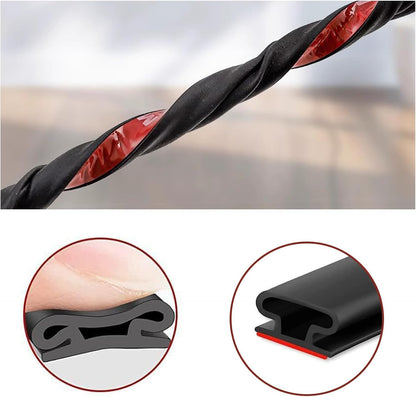 SKY-TOUCH 6M Black D-Shape Self-Adhesive PVC Weather Stripping Door Seal – Soundproof & Draft Excluder for 2.5-6mm Gaps, Window & Door Frame Insulation