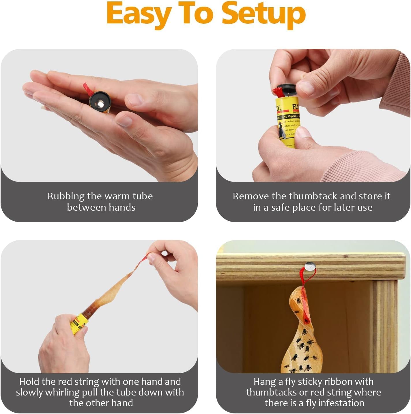 SKY-TOUCH 28 Pcs Sticky Fly Trap Indoor,Fly Traps Outdoor Hanging, Fruit Fly Trap Strips Tape Killer, Flying Insect Trap for Gnat, Insect,Mosquito,Suitable for home, kitchen, terrace.