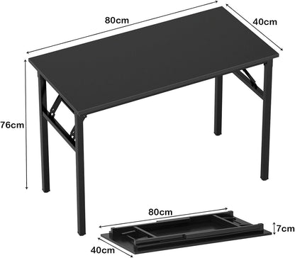 SKY-TOUCH Folding Table Multi Functional Standing Desk With Adjustable Height Legs,for Camping, Garden, Picnic,Coffee,Bbq,No Install Needed Black Color Desktop Black Frame(80x40x75cm)