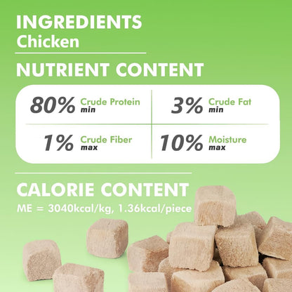 SKY-TOUCH Freeze Dried Dog and Cat Treats, 80g Resealable Value Pack, 100% Chicken, Single Ingredient Natural Healthy Training Treats & Food Topper, High Protein Raw Pet Snacks, No Additives
