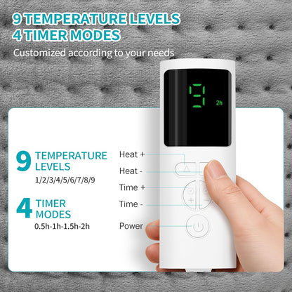 SKY-TOUCH Electric Heating Pad Wrap for Waist & Body, LCD Controller, 9 Heat Levels, 4 Timer Settings, Soft Touch, Fast Heating, Machine Washable - 60x31cm, Ideal for Back, Belly, Legs, & More