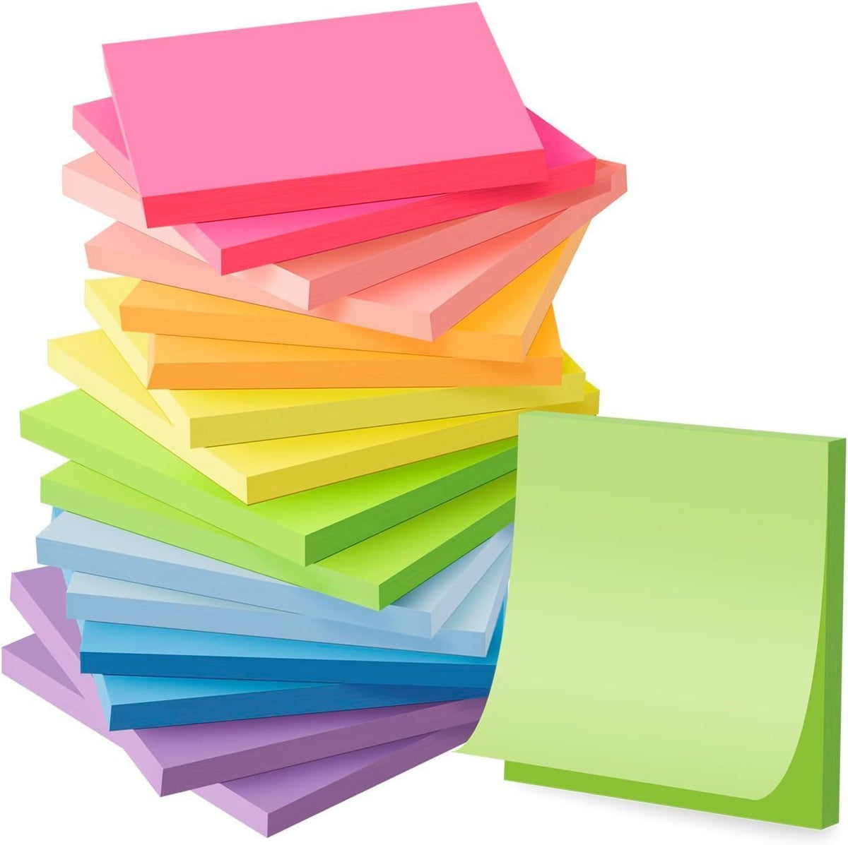 SKY-TOUCH Fluorescent Colored Post-it Notes, 3x3 inches | 12 color com ...
