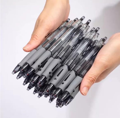 SKY-TOUCH 12 PCS set 0.5mm Retractable Black Ink Pens, Bullet Tip, Quick Drying Black Ink, Soft Rubber Grip, Smooth Writing, Perfect for Exams & Signing