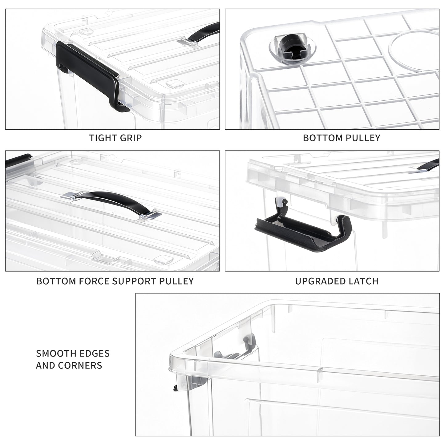 SKY-TOUCH 47L Clear Plastic Storage Box with Lid and Wheels,Stackable Organizer Bin with Handles,Design for Easy Mobility,Ideal for Clothes,Closet Storage,Home Storage Organization,48x28x35cm,1 pack