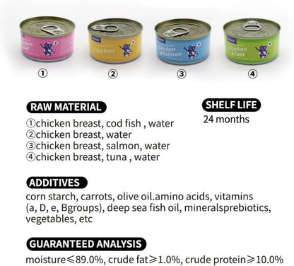 SKY-TOUCH 6Pack Wet Cat Food Can 85g, Shredded Real Meat in Broth, Grain-Free High Protein Cat Food with Taurine, Fish Oil, Vitamins & Minerals, Hydrating Nutrition for Kittens & Adult Cats(Salmon)