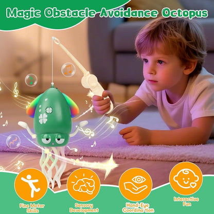 SKY-TOUCH Electric Dancing Octopus Toy, Rechargeable Crawling Octopus Toy with LED Light ＆ Music, Funny Electric Baby Sensory Toys, Magical Dancing Toys for 3 + Year Old Boys Girls