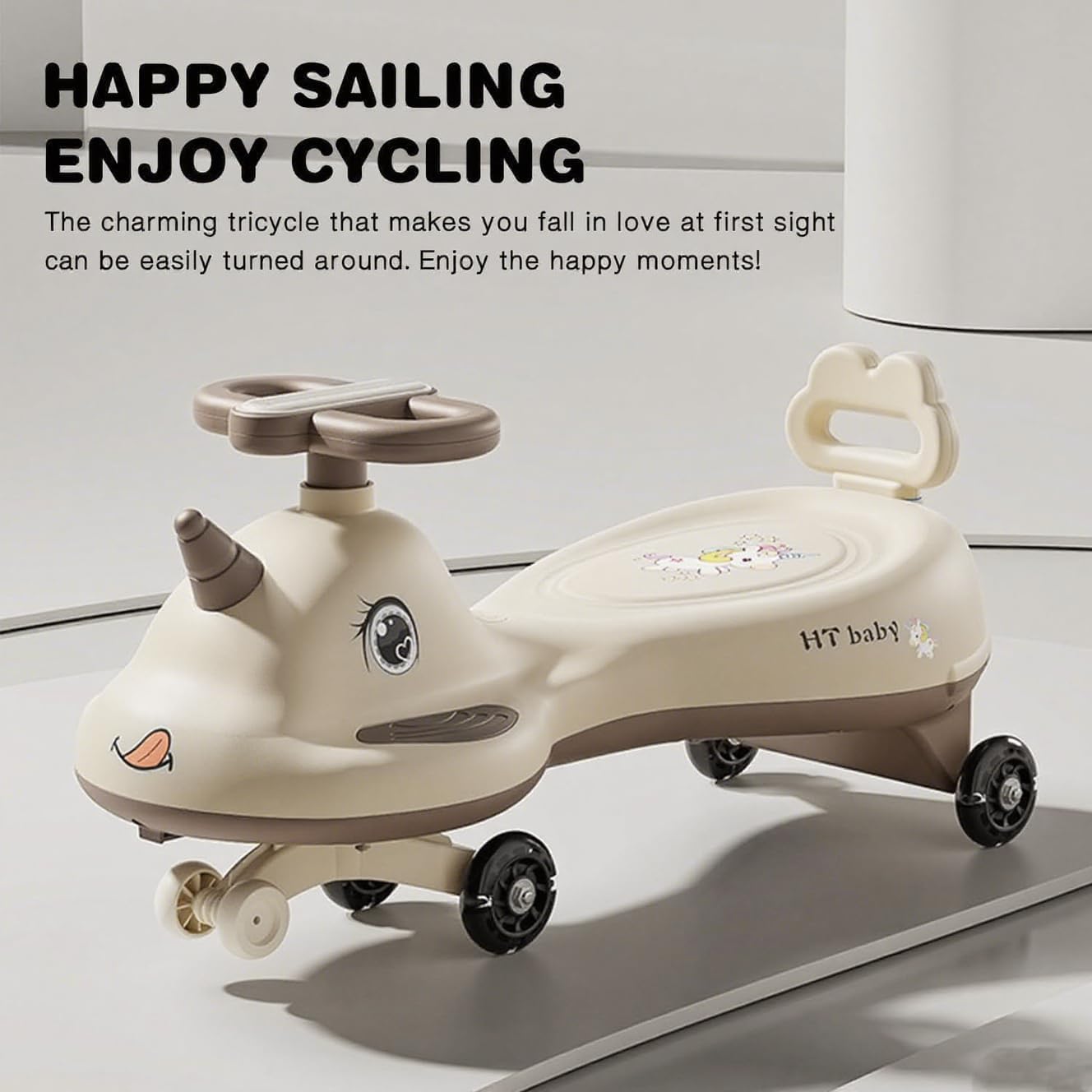 SKY-TOUCH Children's Twist and Swing Car with LED Wheels, Lights and Music, Twist, Spin, and Swing Control, Durable Rocking Car, Ride-On Toy, Suitable for Boys and Girls Ages 3+, Kid's Birthday Gift