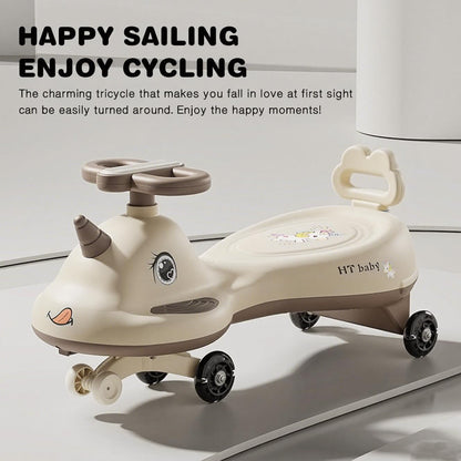 SKY-TOUCH Children's Twist and Swing Car with LED Wheels, Lights and Music, Twist, Spin, and Swing Control, Durable Rocking Car, Ride-On Toy, Suitable for Boys and Girls Ages 3+, Kid's Birthday Gift