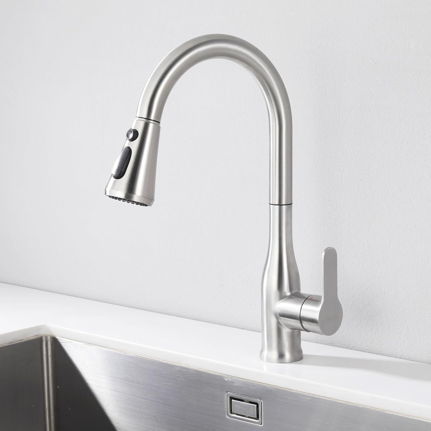 SKY-TOUCH Kitchen Faucet Tap with Pull Down Sprayer, 3 Spray Mode High Pressure Faucet for Kitchen - Stainless Steel Sink Mixer Tap, 80CM Water Inlet Pipe, 1/2 Connector Size, Hot Cold Water Faucet