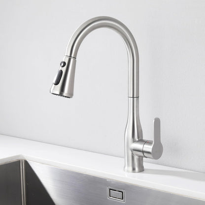 SKY-TOUCH Kitchen Faucet Tap with Pull Down Sprayer, 3 Spray Mode High Pressure Faucet for Kitchen - Stainless Steel Sink Mixer Tap, 80CM Water Inlet Pipe, 1/2 Connector Size, Hot Cold Water Faucet