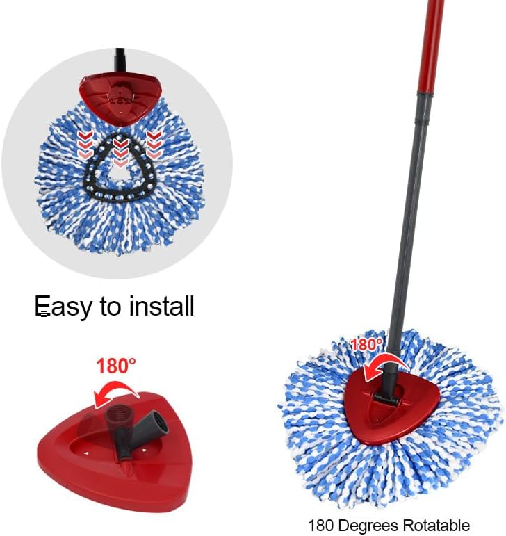 SKY-TOUCH Spin Mop And Bucket Set with Foot Pedal, Three-Section Retractable Handle, Floor Mop with Spin Wringer, 100% Microfiber Swab Head