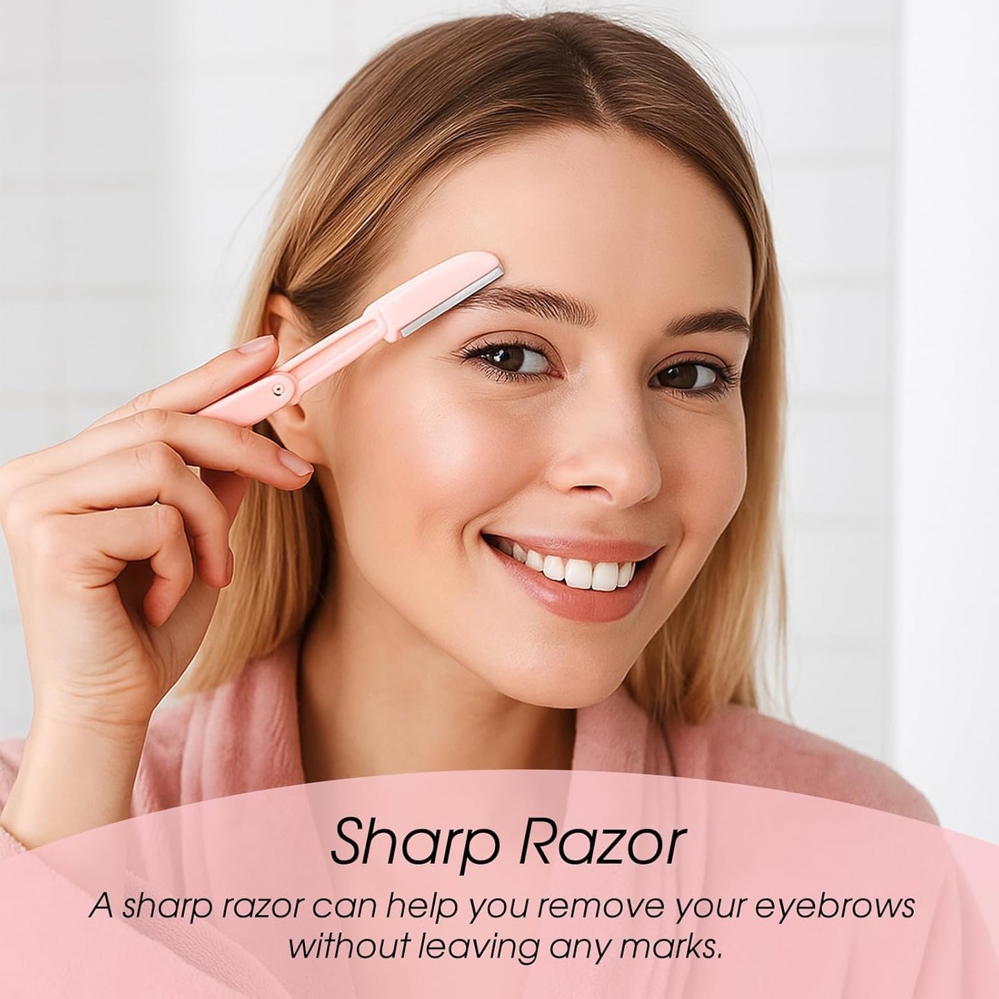 SKY- TOUCH 4Pcs Foldable Eyebrow Trimmer Set, Portable And Gentle Hair Removal Tool, Stainless Steel Shaver for Facial Hair, Hand/Foot, And Body Hair Removal