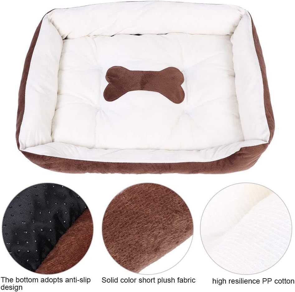SKY-TOUCH Rectangle Dog Beds, Sleeping Pet Bed Washable with Anti-Slip Waterproof Bottom, Soft Cosy Mattress Cushion for Small, Medium, Large Pets, 80x60x15CM