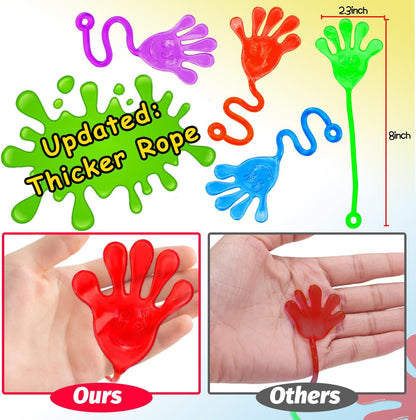 40 Pcs Sticky Hands For Kids Class Valentine Exchange Gift Stretchy Treasure Box Toy Classroom Prize Student Mini Toys Bulk Prize Fillers Slap Hand Party Favor Supplies Goodie Bag Stuffer Boy Girl