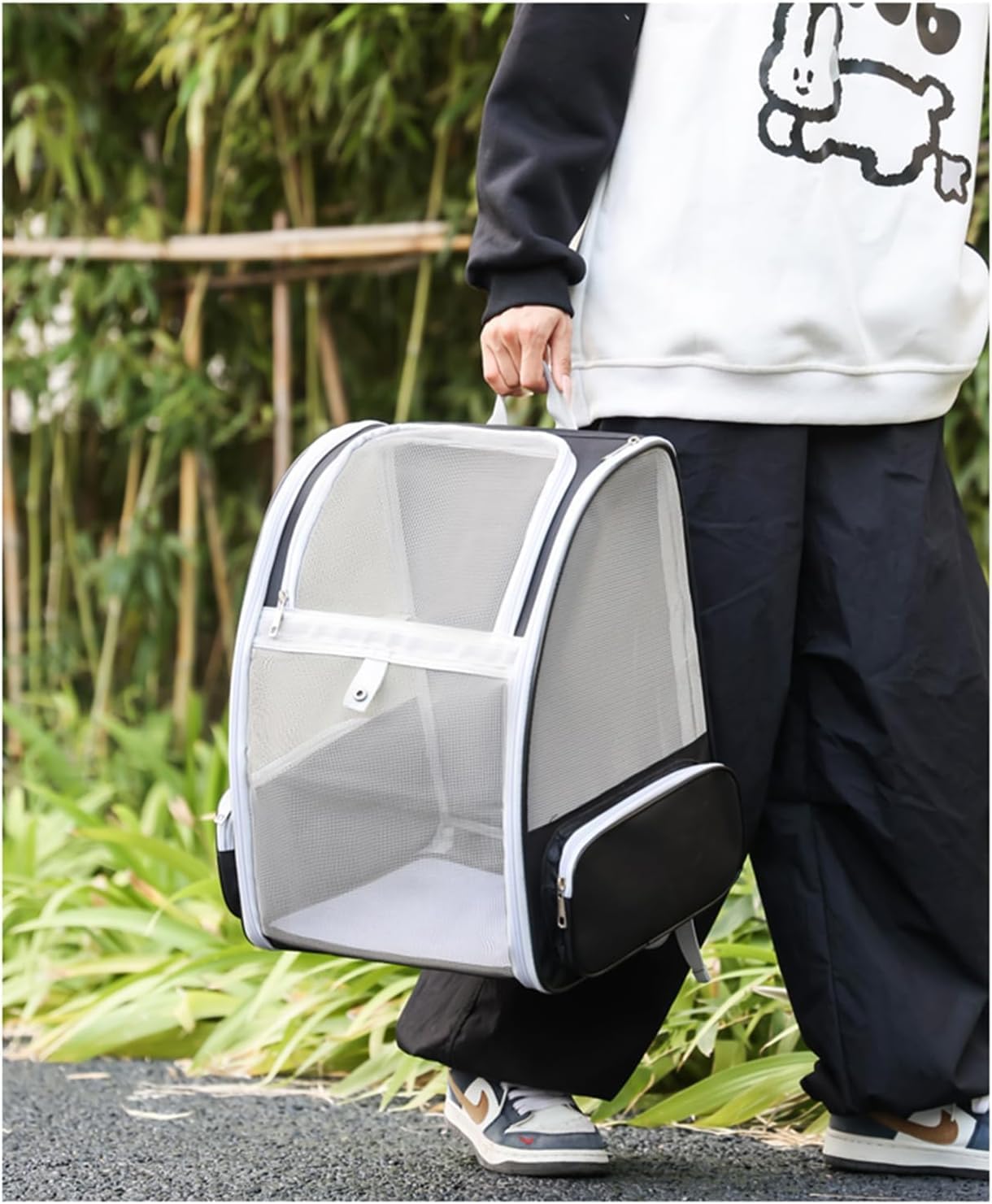 SKY-TOUCH Cat Carrier Backpack, Cats Dogs Rabbits Carrier, for Small Pets and Puppies – Perfect for Outdoor Adventures and Vet Visits, Ultimate Comfort On-the-Go, Grey - 34x27x41cm