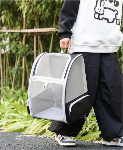 SKY-TOUCH Cat Carrier Backpack, Cats Dogs Rabbits Carrier, for Small Pets and Puppies – Perfect for Outdoor Adventures and Vet Visits, Ultimate Comfort On-the-Go, Grey - 34x27x41cm