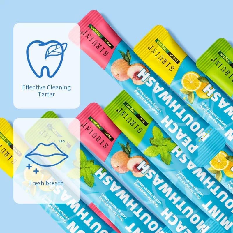 SKY-TOUCH 20-Count Travel Mouthwash, 10ml x 20 Individually Wrapped - Fresh Mint, Portable & Convenient - Freshens Breath, Cleans Teeth, Prevents Bad Breath, No Alcohol