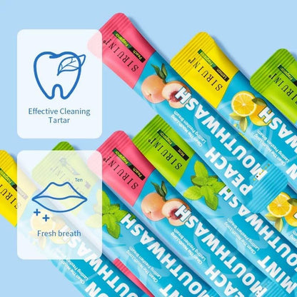 SKY-TOUCH 20-Count Travel Mouthwash, 10ml x 20 Individually Wrapped - Fresh Mint, Portable & Convenient - Freshens Breath, Cleans Teeth, Prevents Bad Breath, No Alcohol