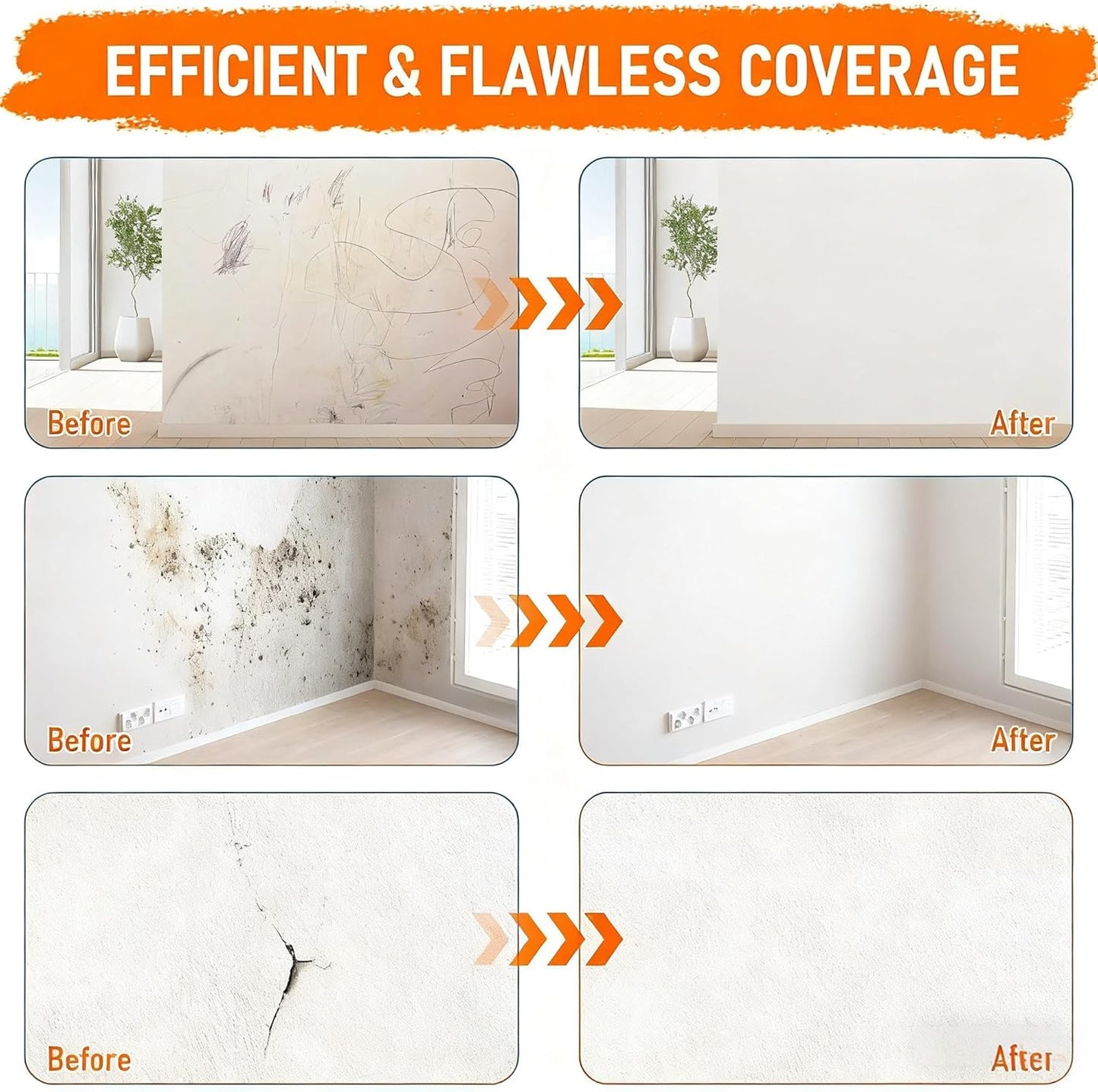 SKY-TOUCH 500g Wall Repair Paint Kit With Roller 2pcs, Includes Sandpaper and Gloves, Low-Odor Latex Paint for Repairing Stains, Mold, Discoloration, Graffiti, and Scratches on Walls