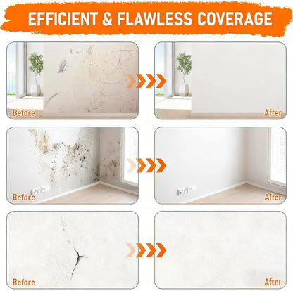 SKY-TOUCH 500g Wall Repair Paint Kit With Roller 2pcs, Includes Sandpaper and Gloves, Low-Odor Latex Paint for Repairing Stains, Mold, Discoloration, Graffiti, and Scratches on Walls