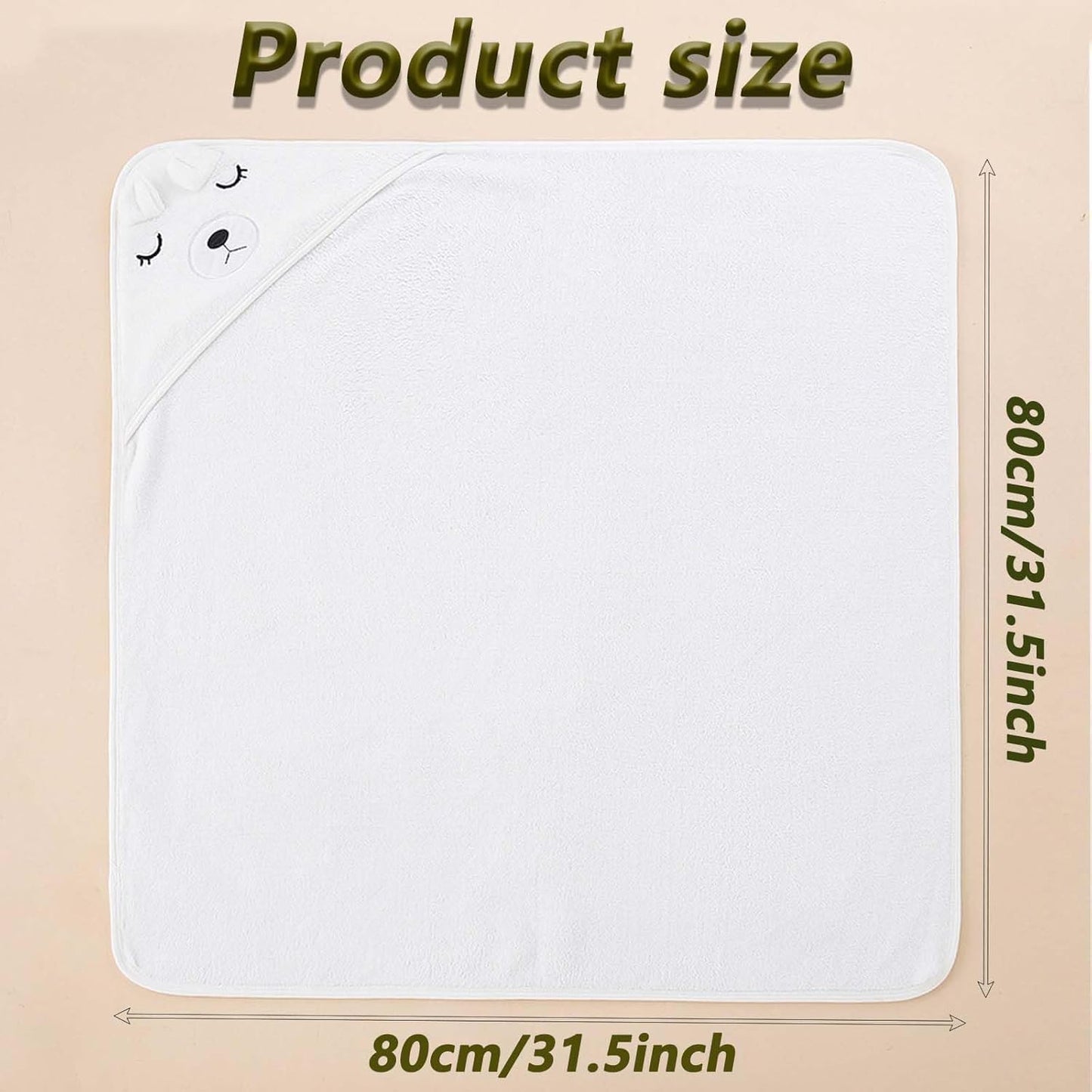 SKY-TOUH Baby Towels with Hood, Ultra Soft Hooded Baby Bath Towels for Newborn, Soft and Absorbent Animal Bear Design, Baby Stuff Shower Gifts for Boy and Girl, 80x80cm, White