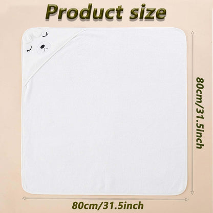 SKY-TOUH Baby Towels with Hood, Ultra Soft Hooded Baby Bath Towels for Newborn, Soft and Absorbent Animal Bear Design, Baby Stuff Shower Gifts for Boy and Girl, 80x80cm, White