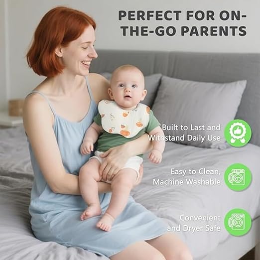 SKY-TOUCH Muslin Baby Drooling Bibs 5/10 Pack, 100% Cotton Soft Absorbent Bandana Drool Bibs with Adjustable Snaps Cotton for Teething and Drooling Unisex Baby