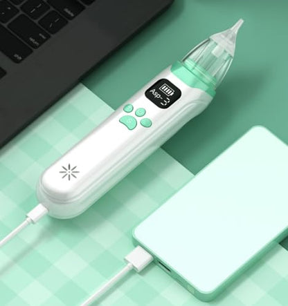 SKY-TOUCH Nasal Aspirator for Baby, Portable Electric Nose Aspirator for Toddler, Automatic Nose Cleaner with 3 Silicone Tips, Adjustable Suction Level, Music and Light Soothing Function