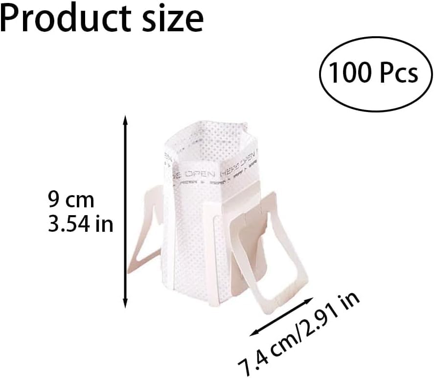 SKY-TOUCH 100 PCS Disposable Coffee Filter Paper Bag, Portable Single Serve Drip Brewing, Hanging Ear Design for Travel, Camping, Home, Office