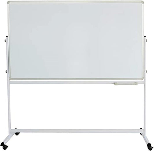 SKY-TOUCH Mobile Whiteboard with Stand 90x120cm, Double Sided Magnetic Whiteboard on Wheels, Mobile Standing White Board for Office, Classroom & Home