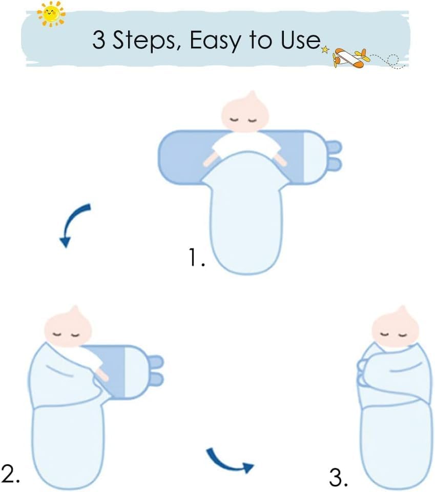 SKY-TOUCH 3 pack Baby Swaddle Blanket for 0-6 Months,Baby Essentials for Newborn Girls Boys,100% Cotton Infant Adjustable Swaddling Sleep Sack, Super Soft Nursery Swaddling Blankets,73 * 50cm