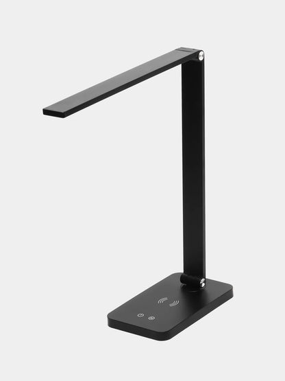 SKY-TOUCH Desk Lamp for Home Office,Touch switch, 3 levels of strong light adjustment, 5 levels of color temperature adjustment, mobile phone wireless charging,with USB Charging Port,Black,12*19*38cm