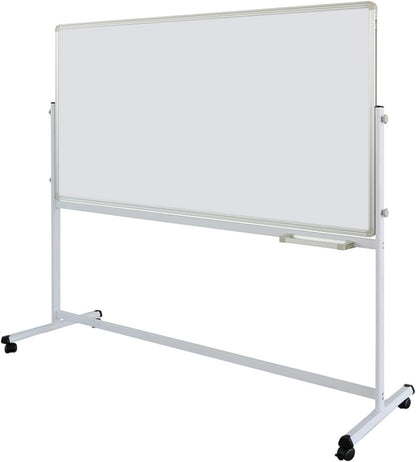 SKY-TOUCH Mobile Whiteboard with Stand 90x120cm, Double Sided Magnetic Whiteboard on Wheels, Mobile Standing White Board for Office, Classroom & Home