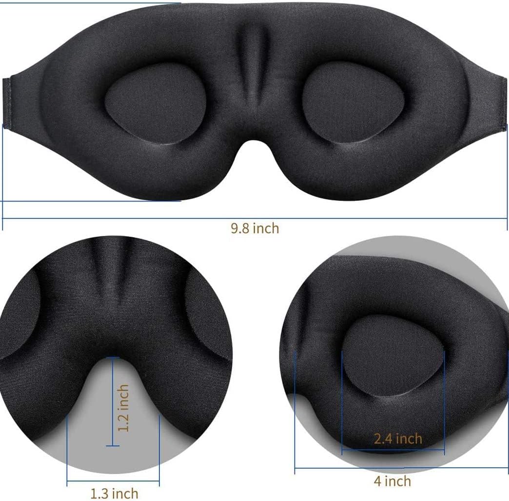 SKY-TOUCH 2PCS 3D Blackout Sleep Mask, Eye Mask for Sleeping,100% Blackout,Sleep Mask Men Women, with Adjustable Strap for Sleeping, Yoga, Traveling (Black)