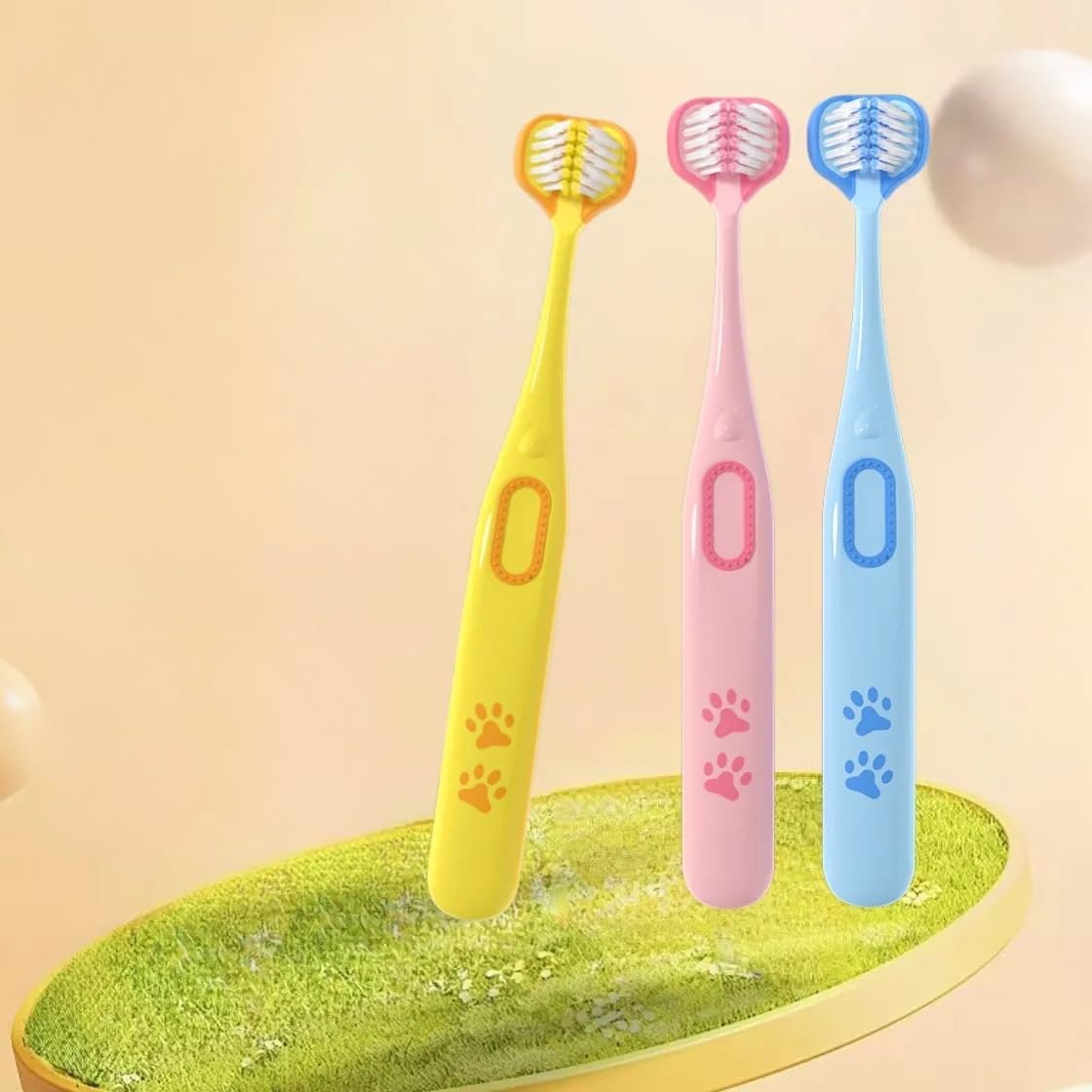SKY-TOUCH Children's toothbrush set, Toddler toothbrush, Children's soft bristle toothbrush, Easy to hold, Three-sided brush head, Suitable for ϲhildren aged 2-8, （3 pack)