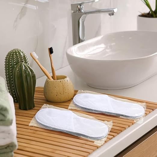 SKY-TOUCH 6 Pairs Of Disposable White Slippers, Individually Packaged, Cotton Non-Slip, Suitable For Hotels, Spas, Graduation Ceremonies, Wedding Parties, Home Travel, Suitable For Adults