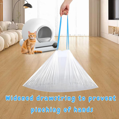 SKY-TOUCH Self-cleaning Cat Litter Box Waste Bags,Extra-Thick Cat Waste Bags for Self-Cleaning Cat Litter Box, Drawstring Cat Litter Liner Box Self Cleaning Trash Bags,45 x 50cm (4 Rolls - 60 count)