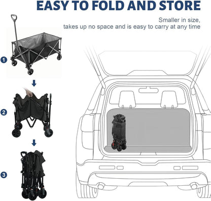 SKY-TOUCH Garden Cart Camping Wagon Foldable, Shopping Trolleys Utility Outdoor Wagon Collapsible Garden Camping Picnic Cart