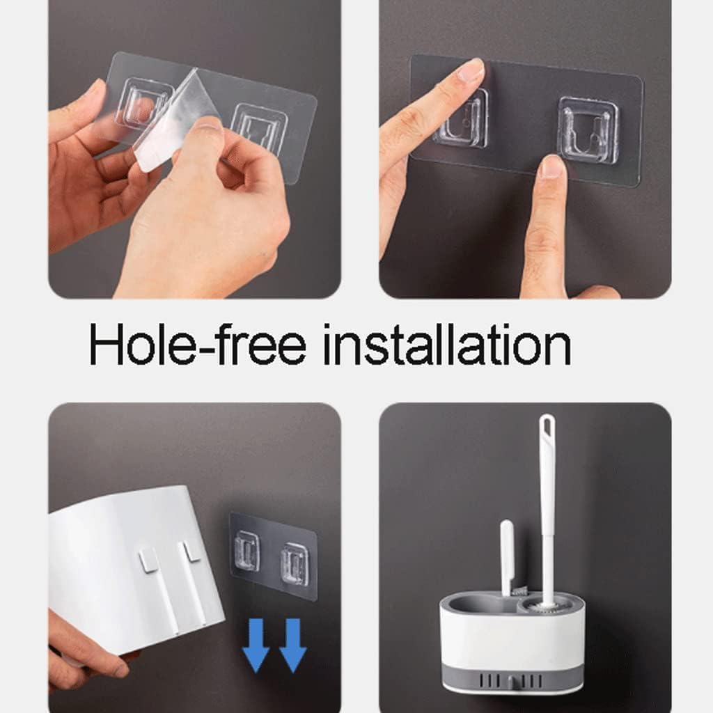 SKY-TOUCH Soft Wall-Mounted and Floor-Standing Dual Purpose Toilet Brush with Silicone Bristles Toilet Brush and Holder Deep Cleaning Reusable, Square - Easy Keep Clean