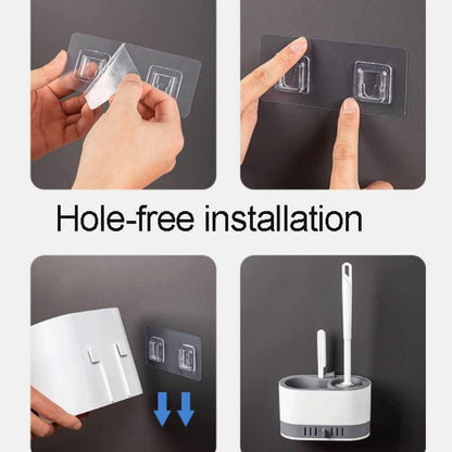 SKY-TOUCH Soft Wall-Mounted and Floor-Standing Dual Purpose Toilet Brush with Silicone Bristles Toilet Brush and Holder Deep Cleaning Reusable, Square - Easy Keep Clean