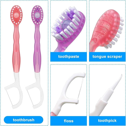 SKY-TOUCH 5 in 1 Toothbrush & Floss, 26Pcs mini toothbrushes with Toothpaste, All in one Oral Care on The go, 5 in 1 mini Brush, Toothpaste and Floss, Disposable Travel Toothbrush Set