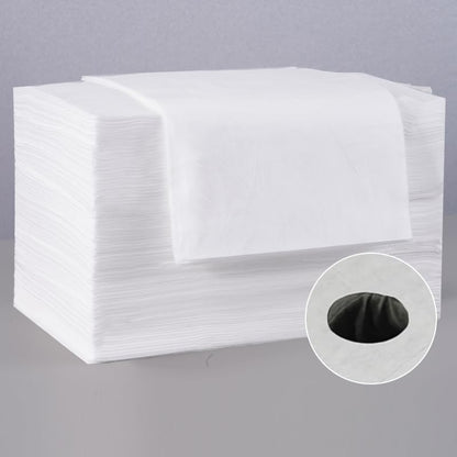 SKY-TOUCH 50Pcs Disposable Massage Table Sheets with Face Hole Waterproof & Oil-Resistant Non-Woven Bed Covers for Spa, Massage & Beauty Treatments, Breathable Hygienic & Comfortable (White 180*80cm)