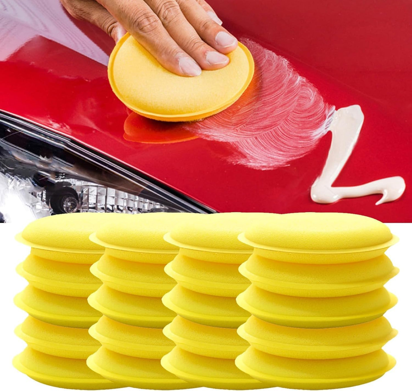 SKY-TOUCH 12-Pack Car Wax Applicator Sponges, High-Density Circular Foam Pads for Polishing & Buffing, Soft Microfiber Cleaning Sponge for Car Detailing, Auto Waxing