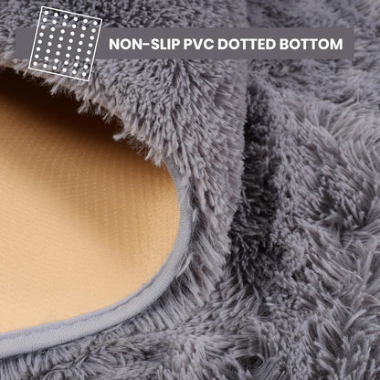 SKY-TOUCH 60x110cm Area Rugs Homeware Rugs, Super Soft Fluffy Large Shaggy Rug Thick Pile Non Shedding, Area Rugs for Bedroom Anti Slip, Light grey