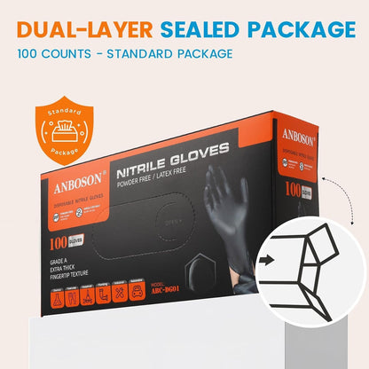 SKY-TOUCH Disposable Vinyl Gloves, 100 Count, Powder-Free & Latex-Free, Food Safe, Non-Sterile, Ambidextrous, Ideal For Cooking, Food Prep, Cleaning, Salons, and Light Industrial Use (XL Black)