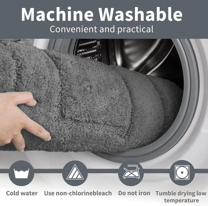 SKY-TOUCH Thick Soft Microfiber Bathroom Rug Mat - Non-Slip, Absorbent, Quick-Dry, Machine Washable - 40x60cm, Grey